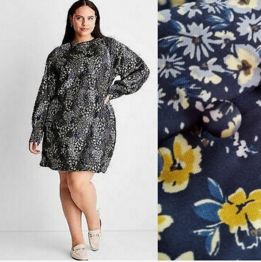 NWT Long Sleeve Satin Mini Dress by Future Collective with Reese Blutstein 3X ⭐